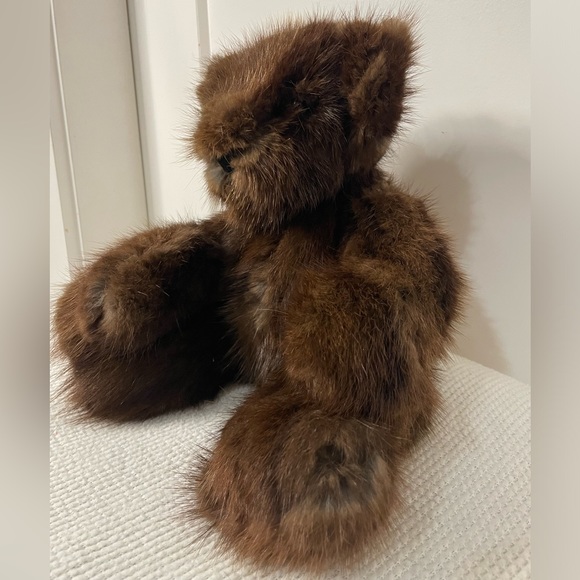 Vintage Mink Fur Teddy Jointed Bear Brown 16” EXCELLENT CONDITION handmade SOFT - Picture 15 of 16